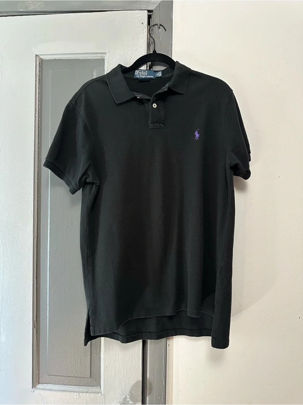 Ralph Lauren Black Polo with Purple Pony Embroidery